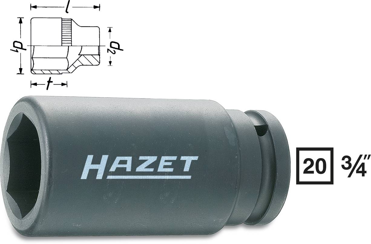 Vanjski šesterokutni snažni nasadni ključ 27 mm 3/4" (20 mm) dimenzija proizvoda, dužina 100 mm Hazet 1000SLG-27-1