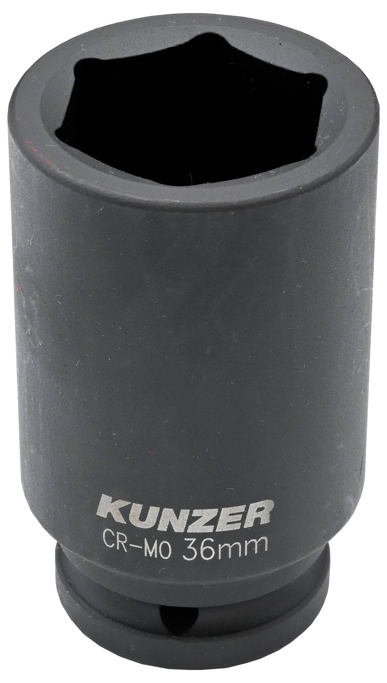 Crna šesterokutna bit čahura s natpisom 'KUNZER CR-MO 36mm'.