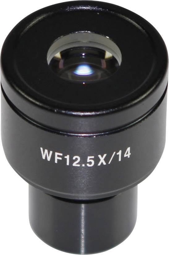Okular WF12.5X/14' za mikroskop, crni metalni, okruglog oblika, vidno povećavajuće staklo, koristi se za povećanje povećanja.