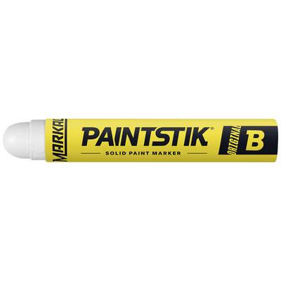 Žuti Markal 'PAINTSTIK' čvrsti marker za bojanje s bijelim vrhom, označen crnim tekstom za industrijsko označavanje.