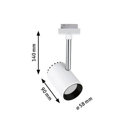 Podesivi cilindrični LEDspot u bijeloj boji, ukupne visine 140 mm i promjera 58 mm.