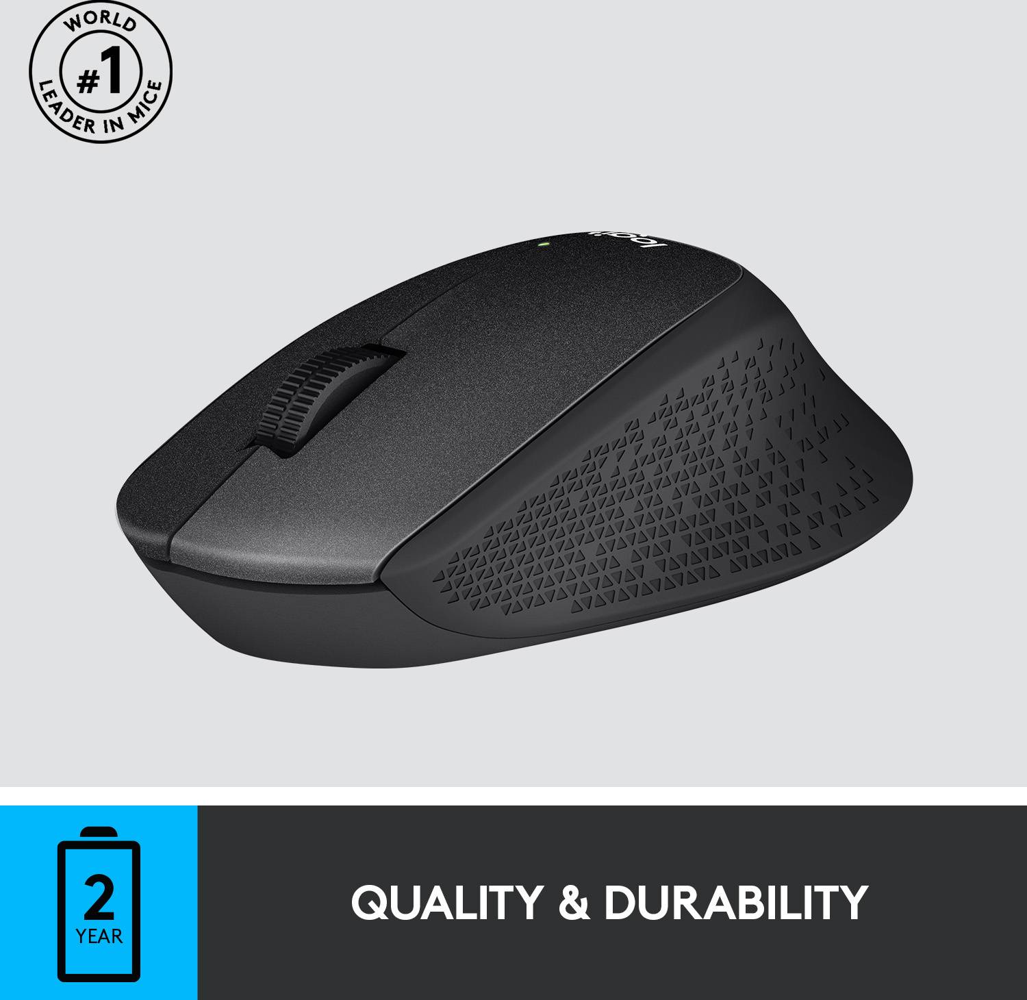 Jedna ruka drži crni računalni miš na sivoj pozadini. Tekst gore: 'Tekuća navigacija i precizno pomicanje'.