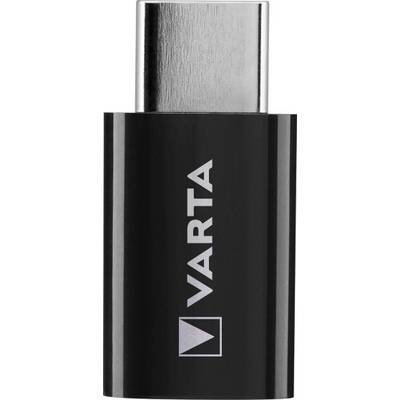Crni USB-C adapter s natpisom 'VARTA', okrugli metalni utikač na vrhu.