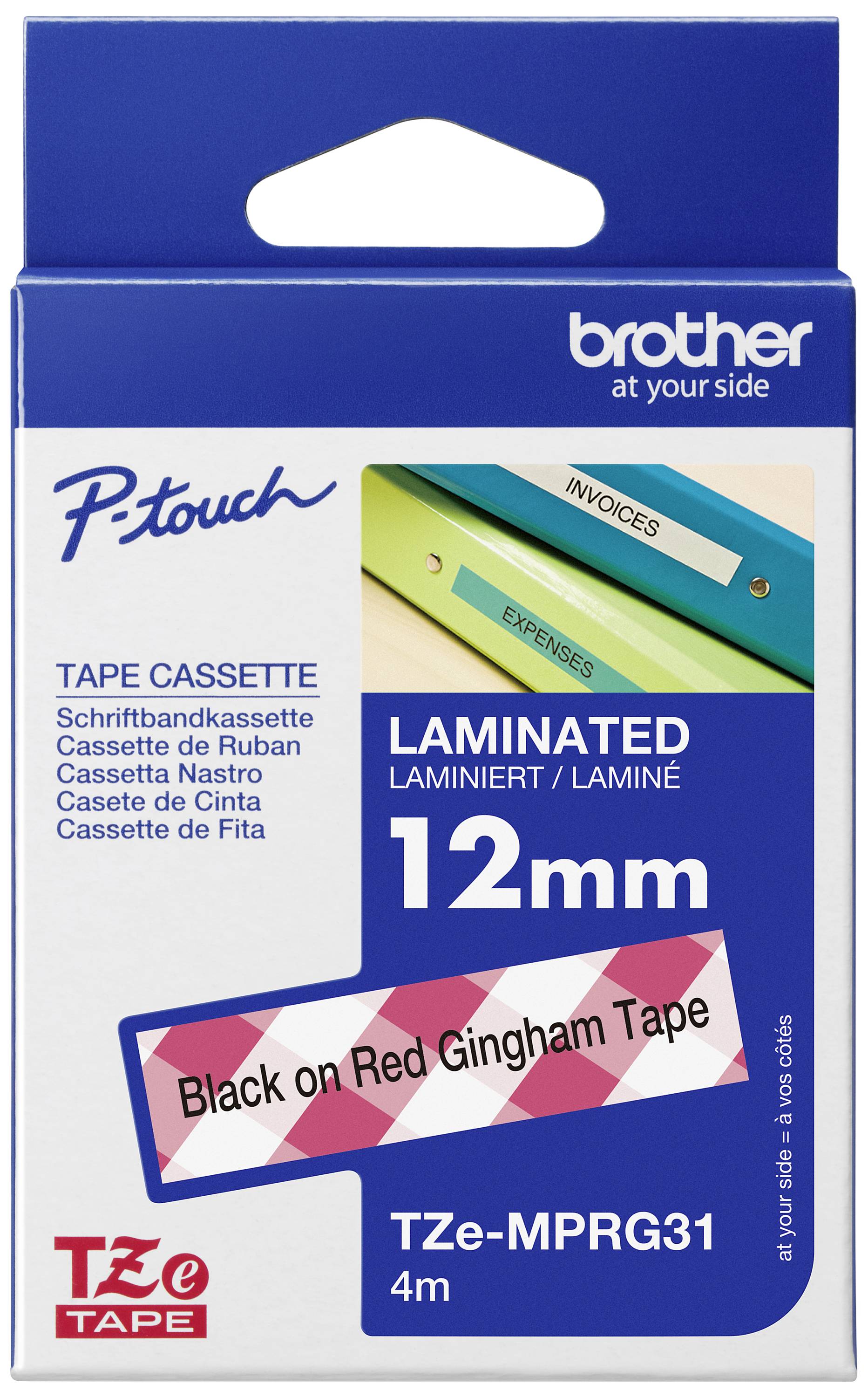 Brother Tze-MPRG31 labelprinter-tape Zwart op rood