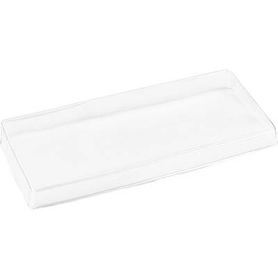 Prozirna pravokutna plastična posuda, ravna i prozirna, pogodna za prezentaciju ili pohranjivanje malih predmeta.