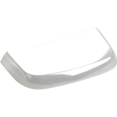 Prozirni, zakrivljeni plastični poklopac na bijeloj pozadini.