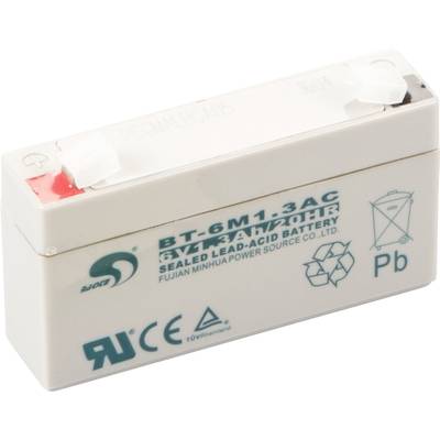 Olovni akumulator, zatvoreni tip. Model BT-6M1.3AC. Kapacitet: 1,3 Ah pri 20 sati. Proizvođač: Minhua Power Source Co., Ltd.