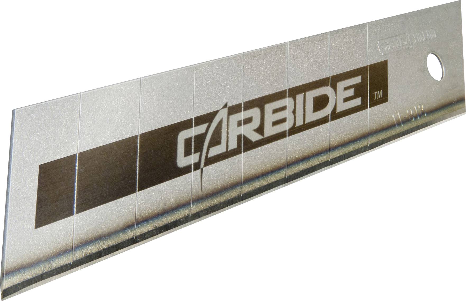 Srebrno zamjensko oštrice s natpisom 'CARBIDE', suženo šiljasto s nekoliko vertikalnih oznaka za segmentaciju.