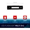 LED baterijska svjetiljka sa sljedećim značajkama: otporna na prskanje vode (IP54), profesionalno LED osvjetljenje, aluminijsko kućište. Duljina: 125 mm.