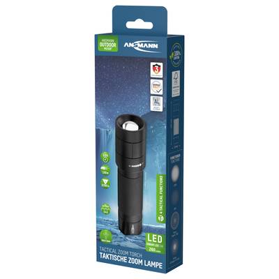Džepna baterijska lampa s LED žaruljom, 260 lumena, otporna na vodu. Natpis: 'Taktička zoom lampa', pogodna za vanjsko korištenje.