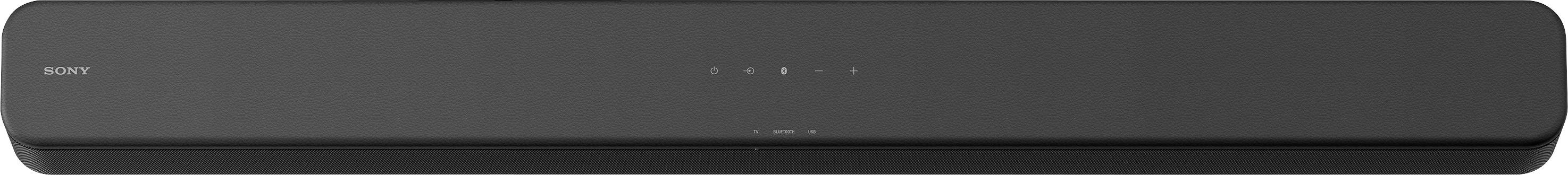 Crni Sony soundbar minimalistički dizajniran s malo vidljivih kontrolnih elemenata; pogodan za poboljšanje audio iskustva kućnog kina.