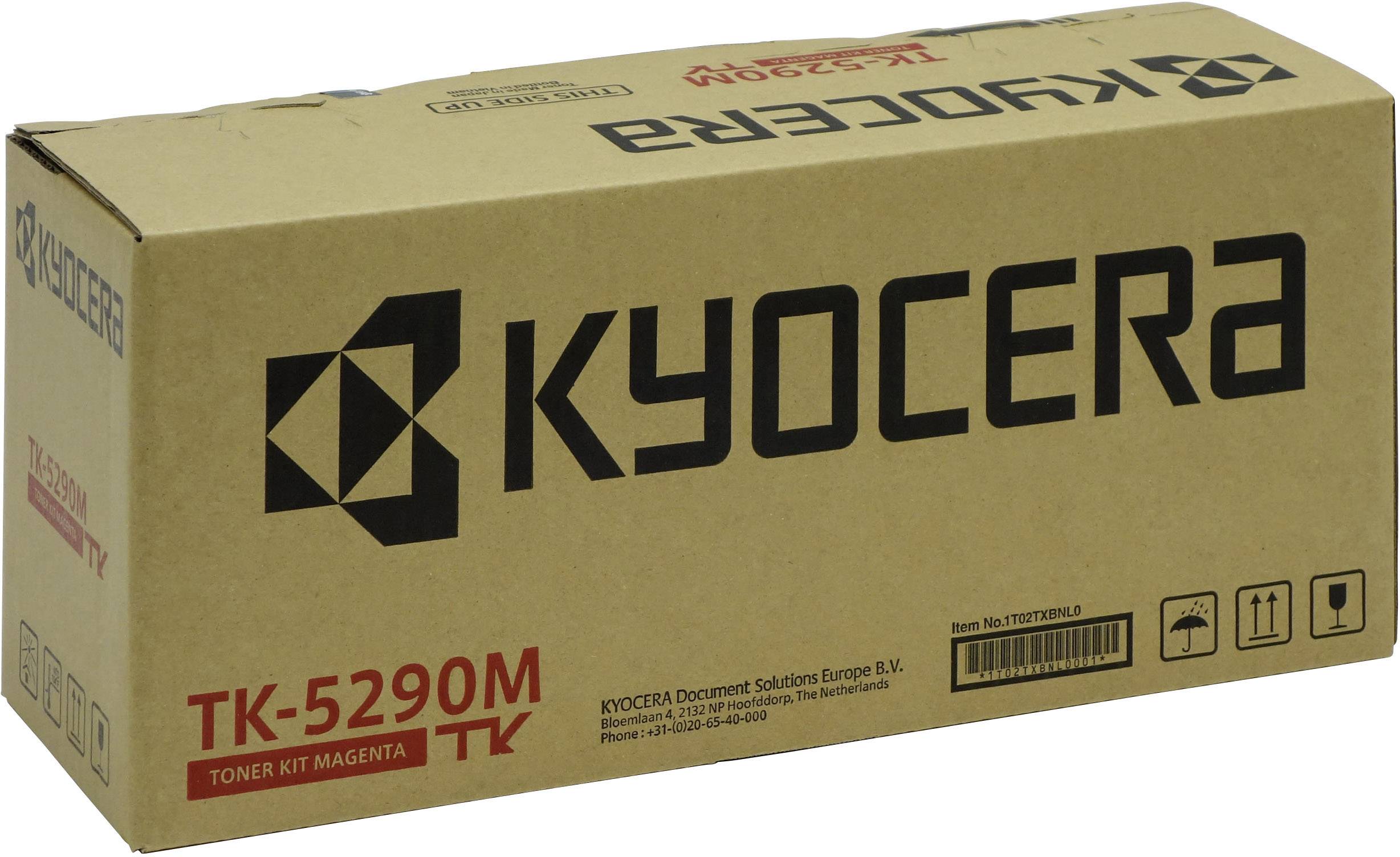 Kyocera TK-5290M Tonerkit u magenti, za pisač. Ambalaža od kartona s logom i informacijama o proizvodu na prednjoj strani.