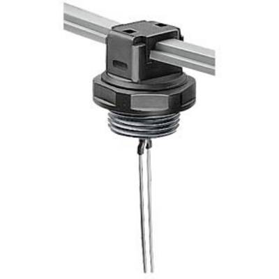 Crni adapter za provlačenje kabela učvršćen je na dvije metalne šipke. Žica nalik kabelu visi s donje strane.