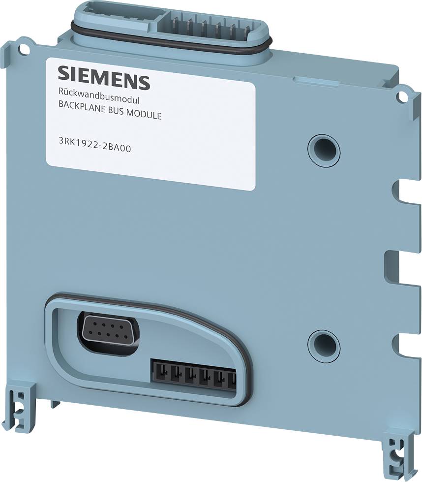 Plavi Siemens modul stražnje sabirnice s više priključnih mjesta, oznaka 'Backplane Bus Module' i produktni kod '3RK1922-2BA00'.