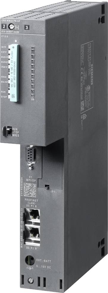Crni elektronički uređaj s više priključaka i prekidača, najvjerojatnije industrijski kontrolni modul.
