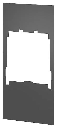 Pravokutna siva prednja ploča s centralnim izrezom u sredini za ugradnju elektroničkih uređaja ili sklopki.