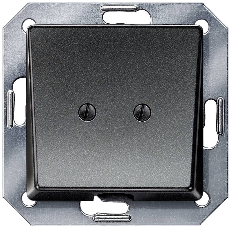 Kvadratni prekidač za svjetlo s metalnim okvirom, instaliran na zidu.