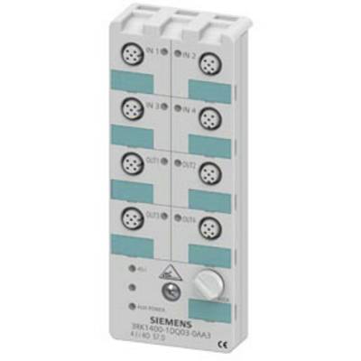 Električni modul s osam priključaka, označen kao IN1 do IN4 i OUT1 do OUT4, od Siemensa.