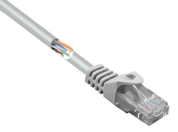 Renkforce RF-5043978 RJ45 mrežni kabel, Patch kabel CAT 5e U/UTP 0.15 m siva sa zaštitom za nosić 1 St.