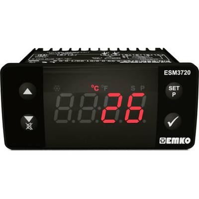 Digitalni upravljački panel temperaturnog regulatora koji prikazuje '26°C'. Naziv marke 'EMKO' u donjem desnom kutu. Kvadratnog oblika s nekoliko tipki.