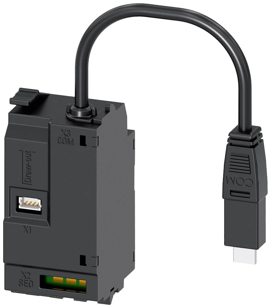Crni adapter s komunikacijskim priključkom i ugrađenim kabelom, pogodan za električka sučelja u industrijskim primjenama.
