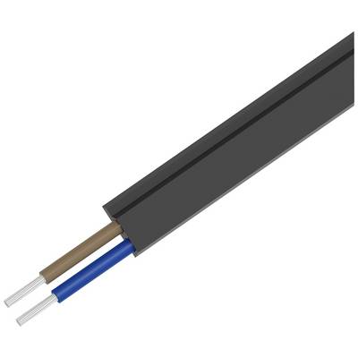 Dvožilni električni kabel s smeđom i plavom žicom djelomično je izvučen iz crnog zaštitnog plašta.
