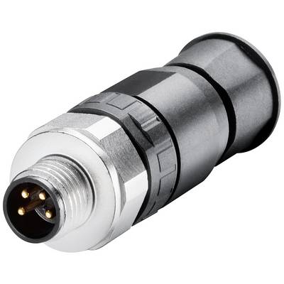 Crni i srebrni industrijski M12 konektorski spoj sa četiri metalne pins-eve, pogodan za robustne elektroničke Connection-e.