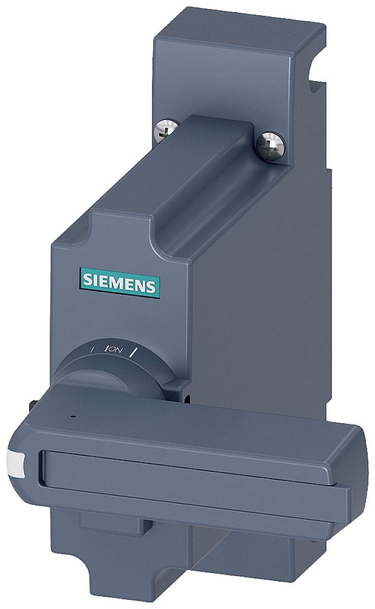 Sivi električni prekidač tvrtke Siemens s polugom koja se može pomicati između položaja 'Uključeno' i 'Isključeno'.