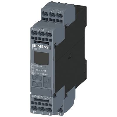 Siemens Sirius releji za nadzor, montažni na DIN šinu, prikazuju elemente upravljanja za podešavanje vremena i LED indikatore.