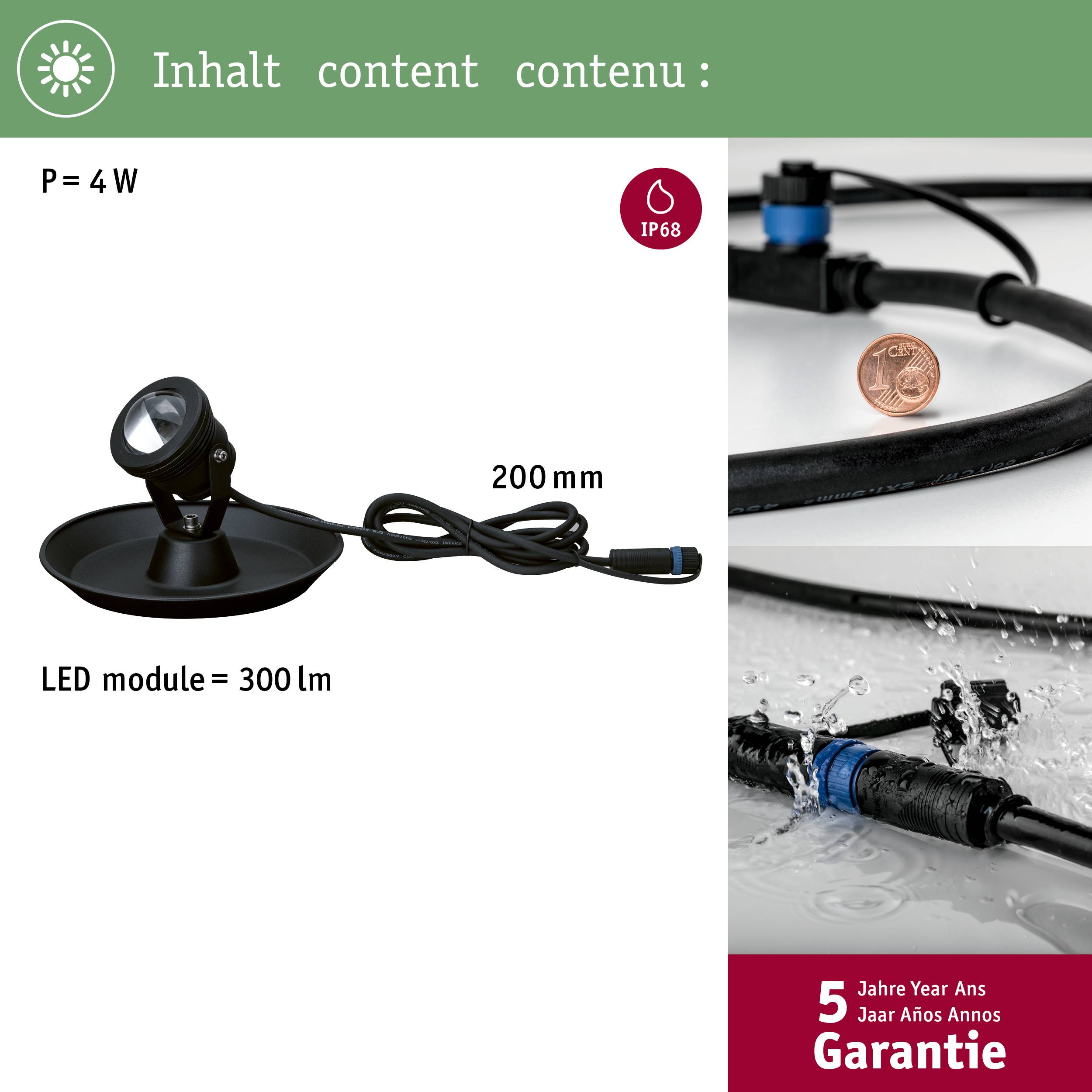 LED modul od 4W i 300 lumena, dužine 200 mm, s IP68 certifikatom. Prikazan s novčićem radi usporedbe veličine. 5 godina jamstva.