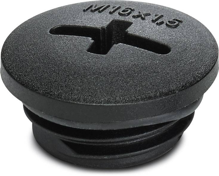 Crni plastični čep s križnim urezom i utisnuti natpis 'M16x1.5'.