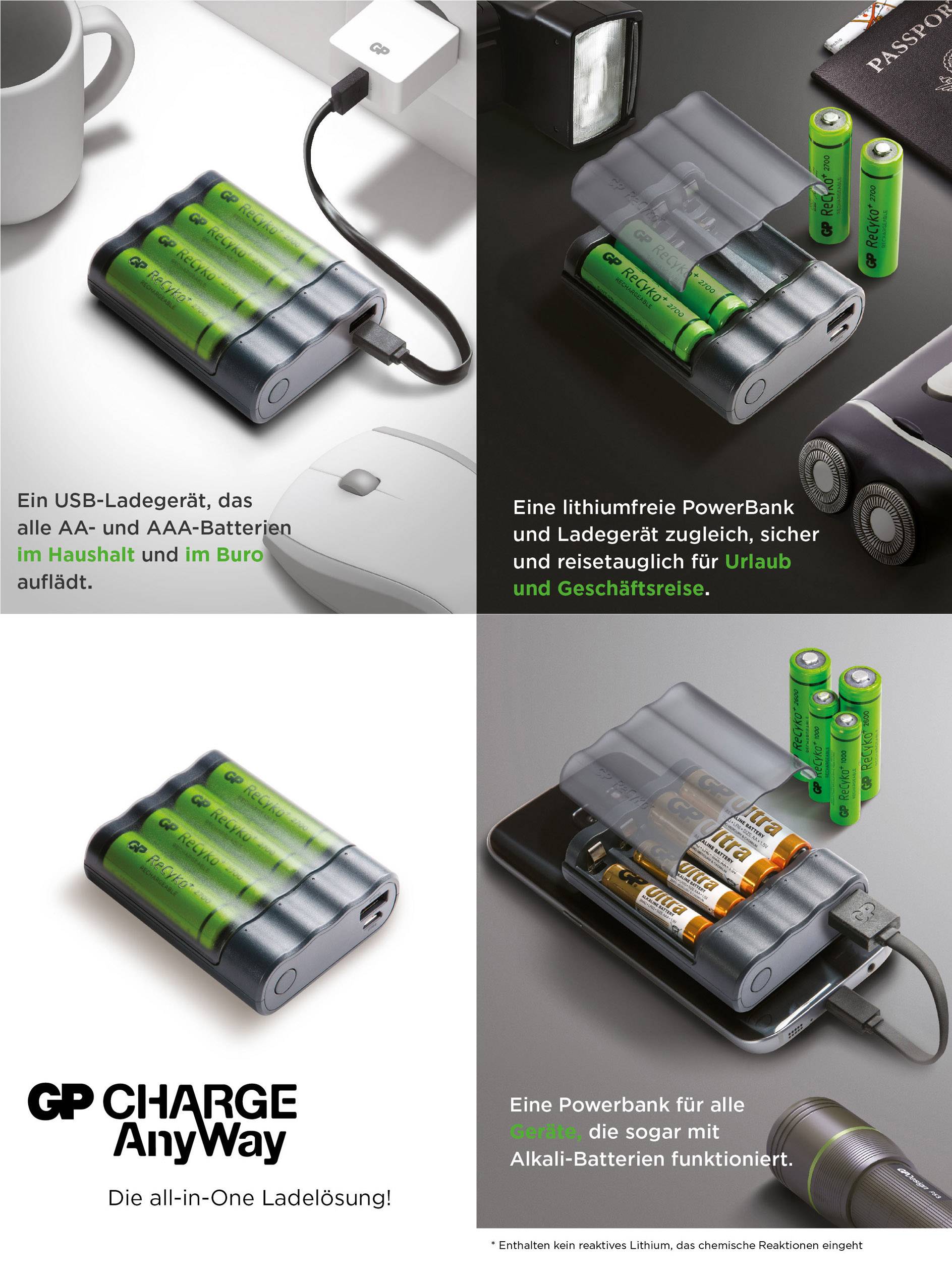 GP Charge Anyway X411 punjač okruglih stanica nikalj-metal-hidridni micro (AAA), mignon (AA)-6