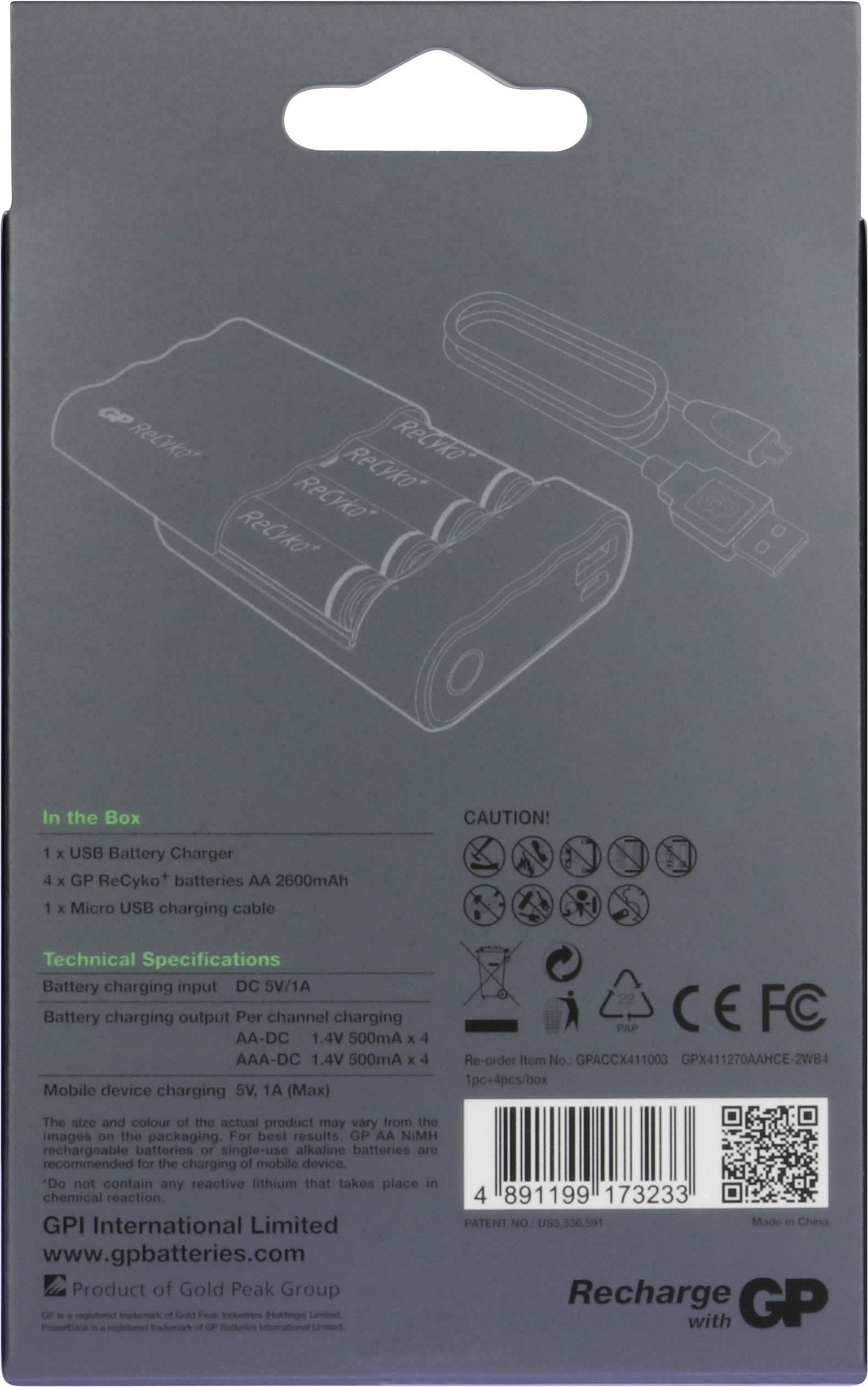 GP Charge Anyway X411 punjač okruglih stanica nikalj-metal-hidridni micro (AAA), mignon (AA)-19