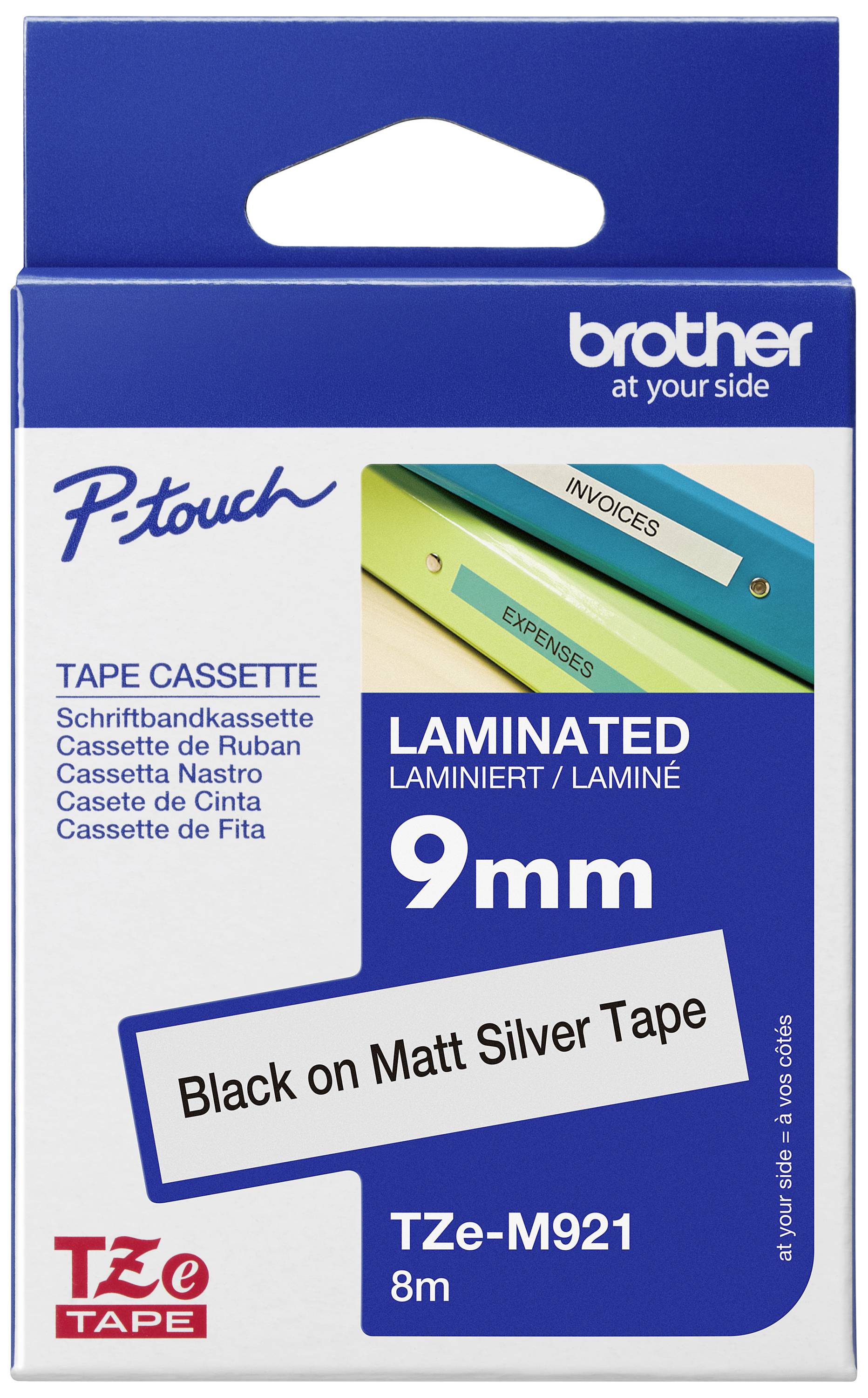 Brother Tze-M921 labelprinter-tape Zwart op metallic