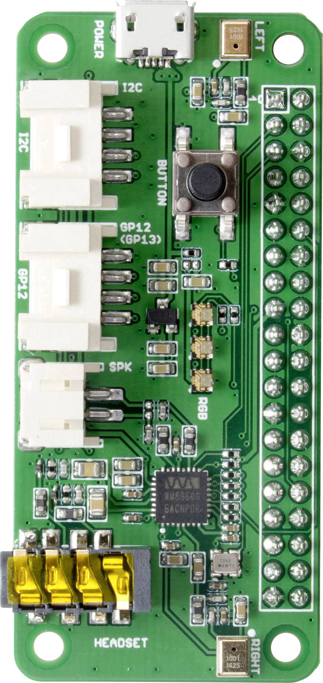 Zelena elektronička tiskana pločica s raznovrsnim komponentama, tipkama i priključcima, prepoznatljiva za primjene poput prototipiranja i razvoja.