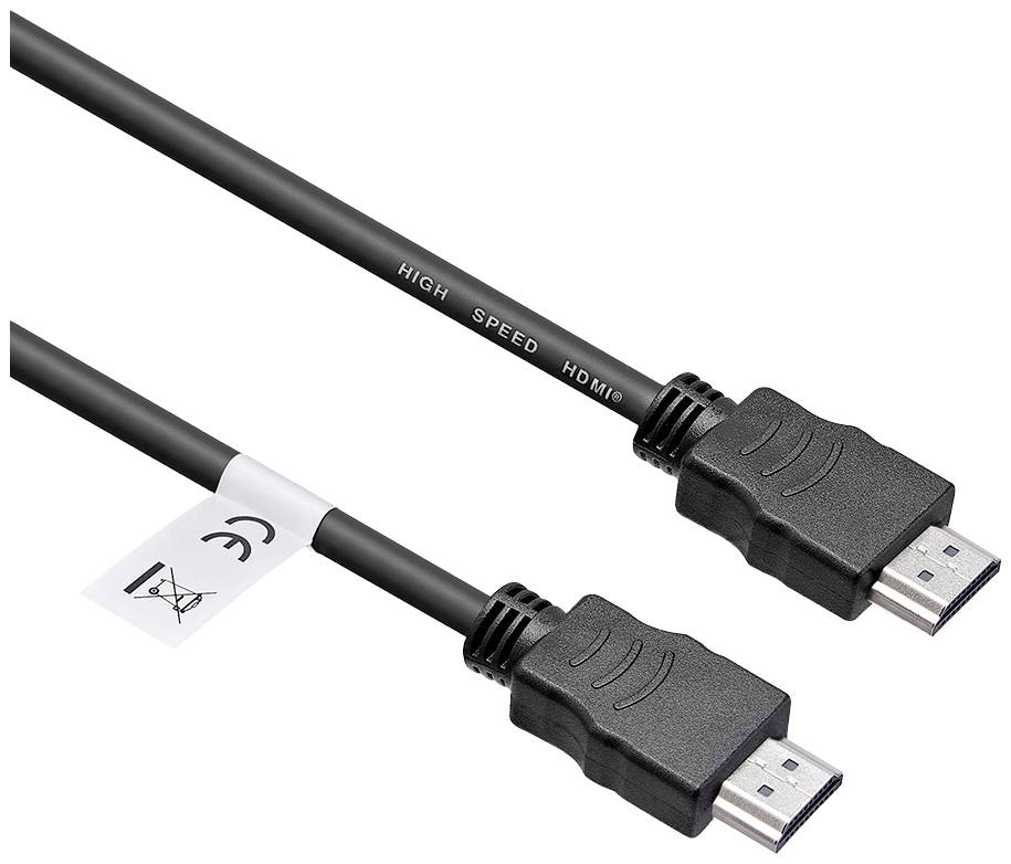 Crni HDMI kabel velike brzine s dva priključka, pogodan za povezivanje audio uređaja i zaslona.