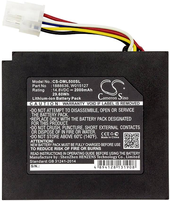 Litij-ionska baterija s modelnim brojem CS-DML500SL, 2000mAh, 14,8V. Sigurnosna upozorenja: ne otvarati, ne oštećivati ili spaljivati.