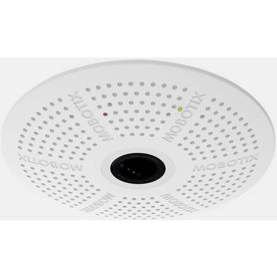 Okrugla nadzorna kamera s natpisom 'MOBOTIX', okružena brojnim malim rupicama; crvene i zelene LED lampice vidljive.