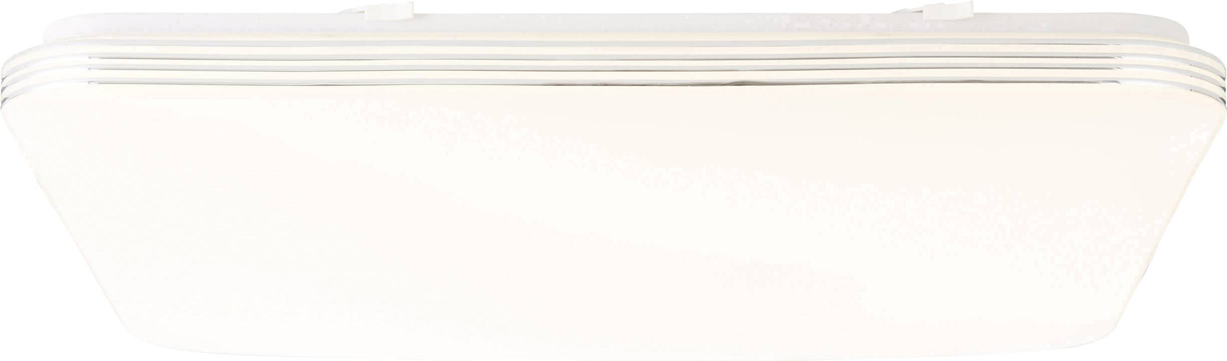 Pravokutna stropna svjetiljka neutralnog stila s više bijelih slojeva. Pogodna za moderne interijere.