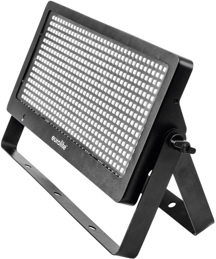 Crni LED reflektor s pravokutnim rešetkastim uzorkom na podesivom stalku, pogodan za pozorišno osvjetljenje.