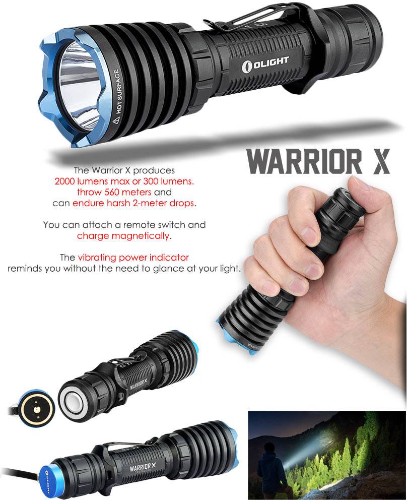 OLight Warrior X WarriorX LED džepna svjetiljka pogon na punjivu bateriju 2000 lm 218 g