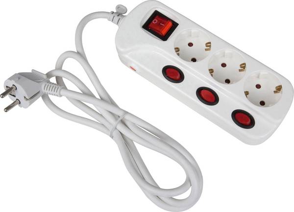 Heitronic 45190 razdjelna letva s prekidačem 3-struki bijela utičnica 1 St.