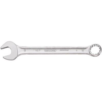 Srebrni vilasti ključ marke GEDORE, veličina br. 7, s otvorenom i okretnom stranom ključa, pogodan za upotrebu na šesterokutnim navojnim matицama.