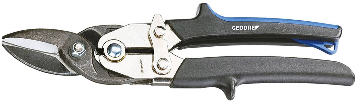 Škare za lim marke Gedore s ergonomskim ručkama, pogodne za rezanje metalnih limova.