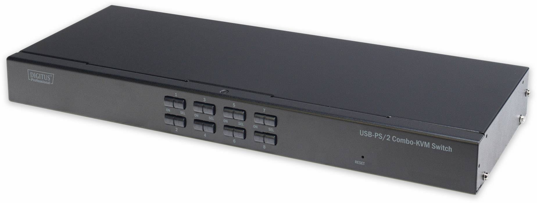 Digitus DIGITUS - USB-PS/2 Combo-KVM-Switch KVM-switch 8 poorten VGA PS/2, USB 1280 x 1024 Pixel, 1920 x 1200 Pixel