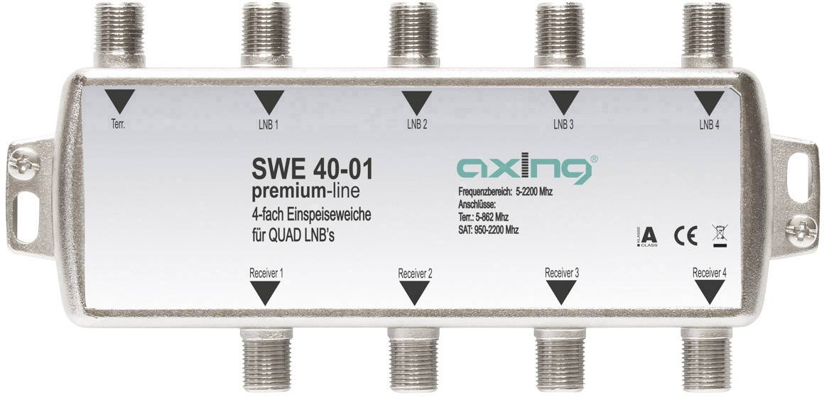 Razvodnik s osam priključaka, model SWE 40-01, za QUAD LNB-ove, pogodan za SAT frekvencije 5-2200 MHz.
