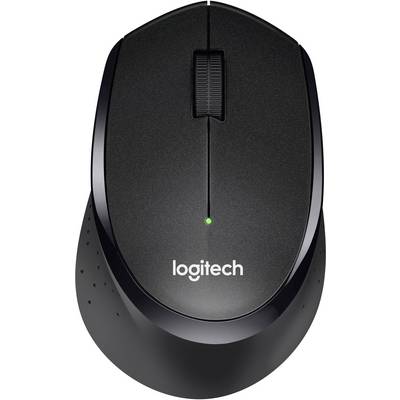 Crna bežična Logitech miš sa zelenom svjetlošću na površini, ergonomskog dizajna, pogodan za računalne aplikacije.