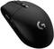 Crna računalna miš s Logitech logotipom, ergonomskog dizajna, s dvije bočne tipke i kotačićem za pomicanje, pogodna za igrače.