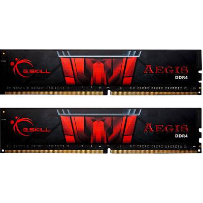 Fotografija dva G.SKILL Aegis DDR4 RAM modula s crveno-crnim dizajnom i logotipom. Pogodni za stolna računala.