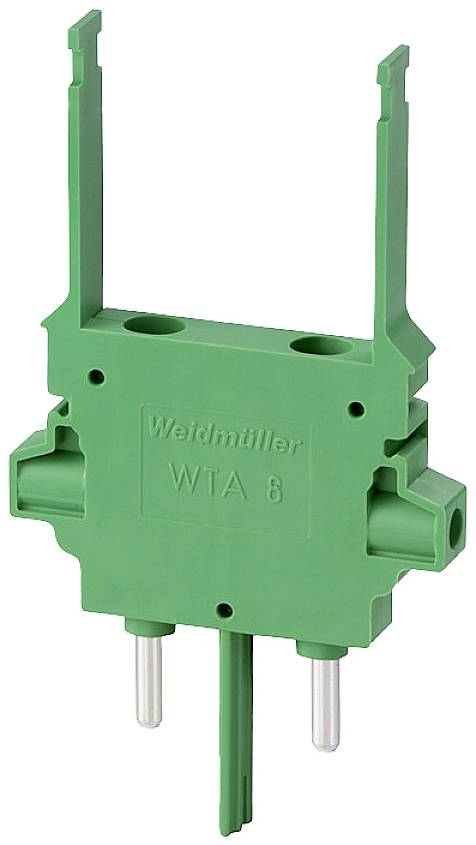 Zeleni elektronički utikač 'Weidmüller WTA 6' s dva metalna kontakta, pogodan za električne spojeve.